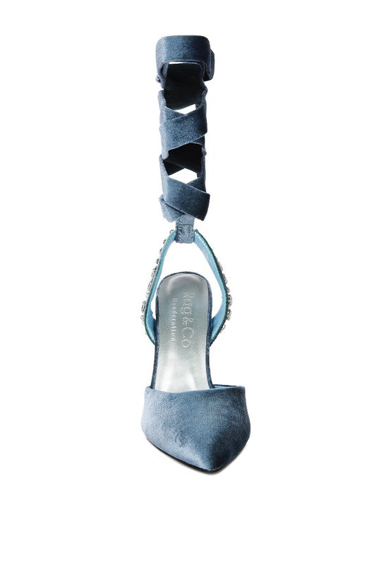 Velvet Lace-Up Sandals