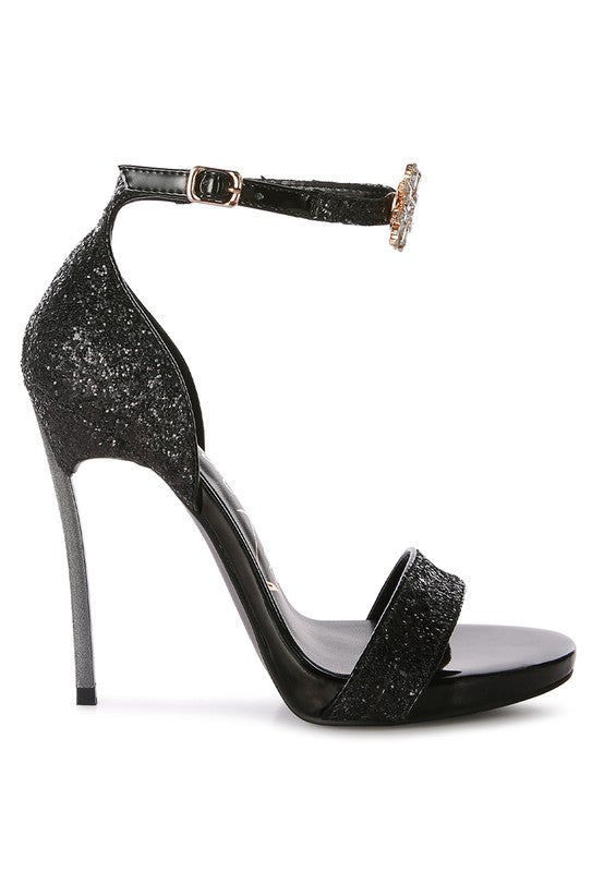 Floral Jewel Glitter Stiletto Sandals