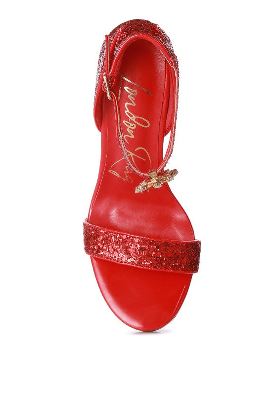 Floral Jewel Glitter Stiletto Sandals