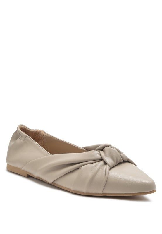 Knot Elasticated Ballet Flats crafted from Polyurethane with a closed pointed toe and elasticated detail for a comfortable fit. The TPR outer sole ensures traction and durability. Sleek and versatile, these flats are perfect for all-day wear and elevate your style. Free shipping on all orders. Shop now!