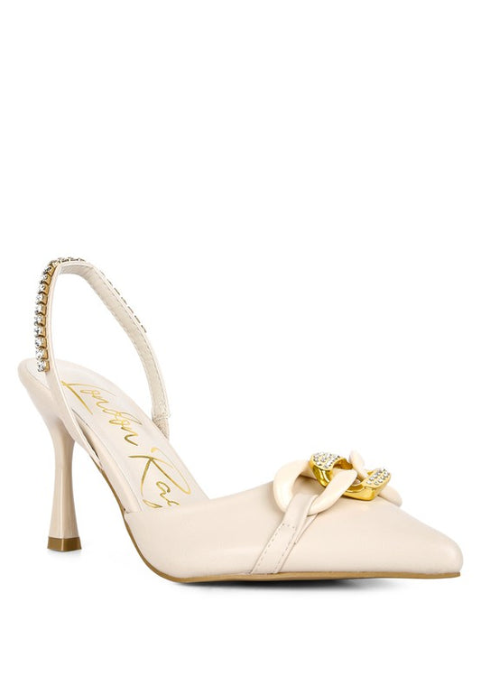 Metal Chain Embellishment Pumps
