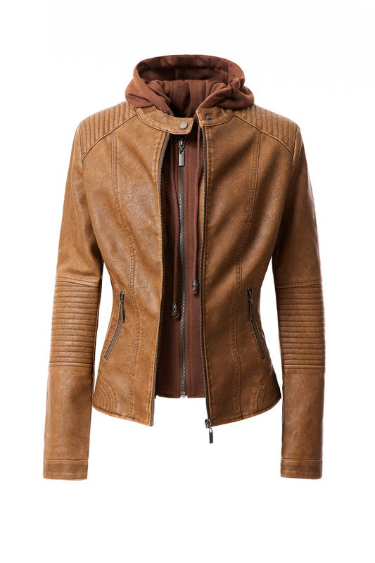 Hoodie PU Jacket