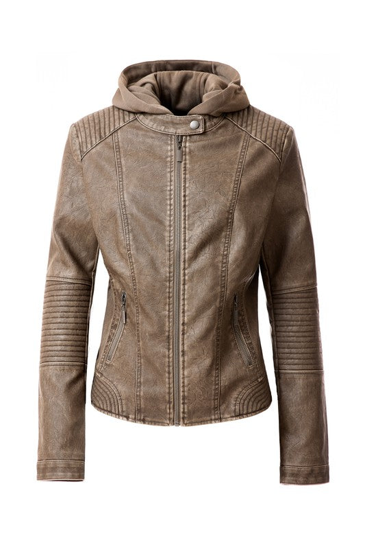 Hoodie PU Jacket