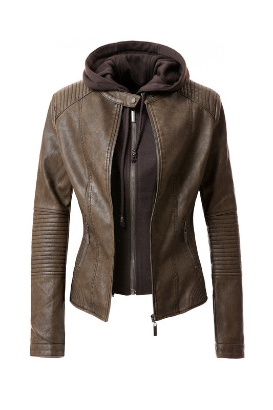 Hoodie PU Jacket