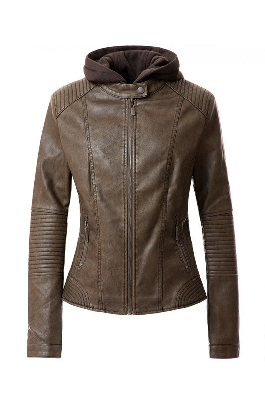 Hoodie PU Jacket