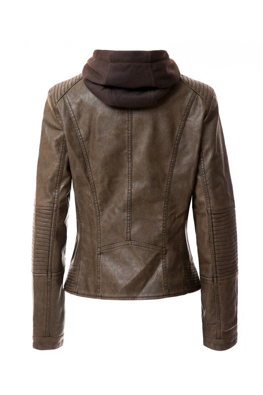 Hoodie PU Jacket