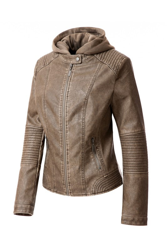 Hoodie PU Jacket