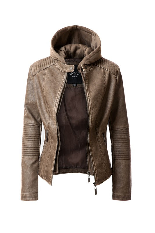 Hoodie PU Jacket