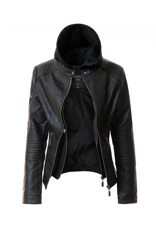 Hoodie PU Jacket