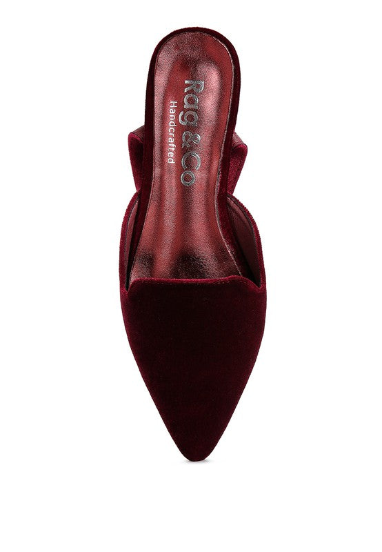 Velvet Jeweled Flat Mules