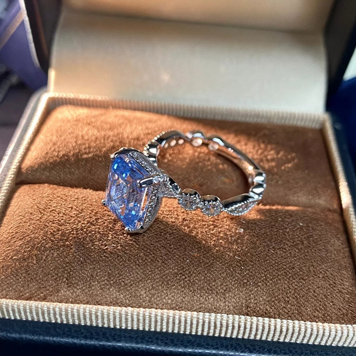 Sterling Silver Zircon Geometric Ring - alternate ring view