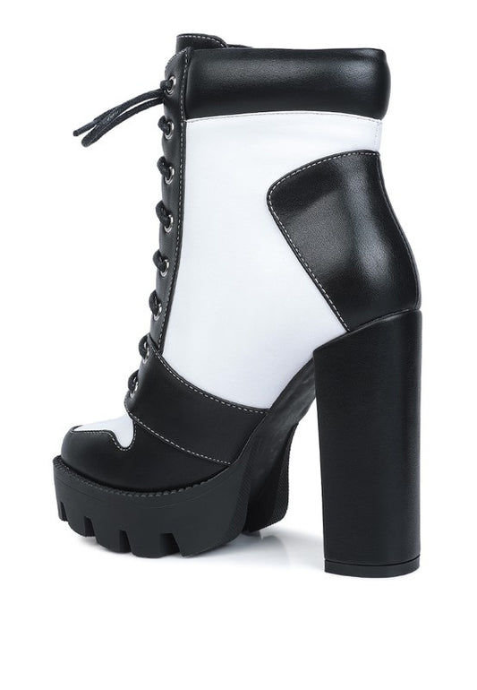 Two Tone Block Heel Boots