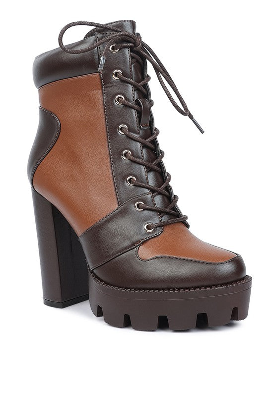 Two Tone Block Heel Boots