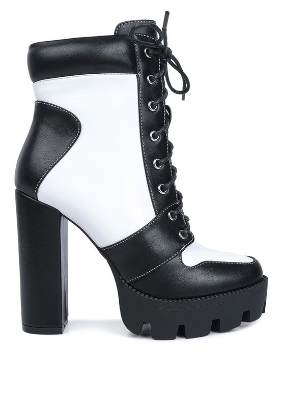 Two Tone Block Heel Boots