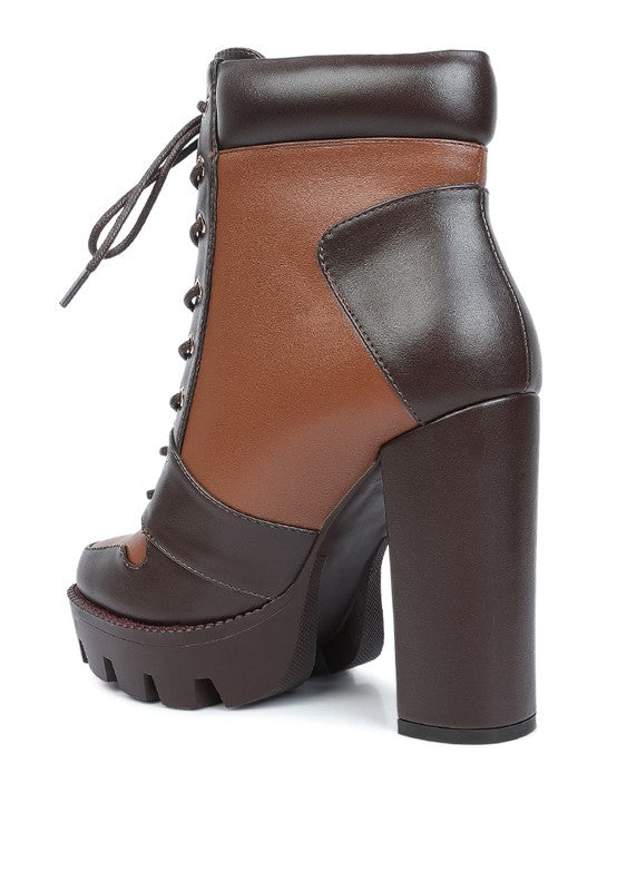 Two Tone Block Heel Boots