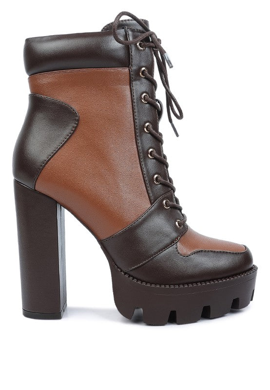 Two Tone Block Heel Boots