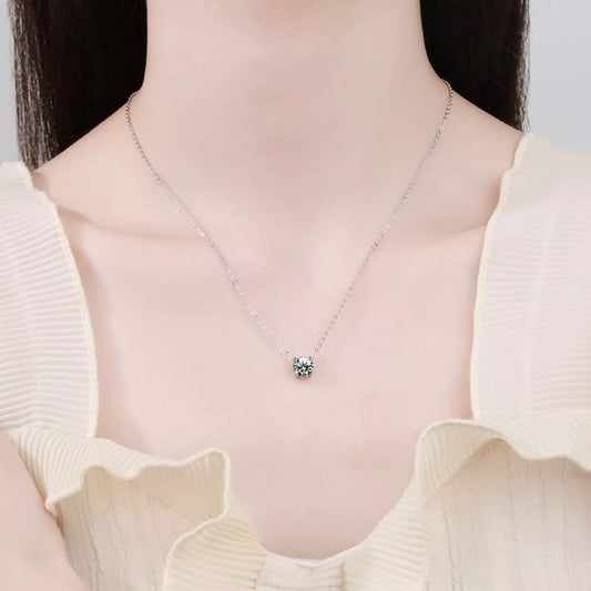 2 Carat Moissanite Pendant Necklace - alternate necklace view