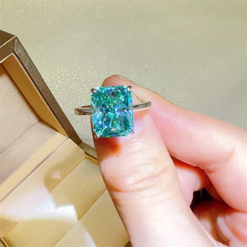 2 Carat Sterling Silver Moissanite Rectangle Ring in Silver - women's ring