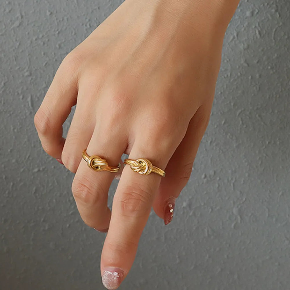 Titanium Steel Knot Ring in Gold - women's ring