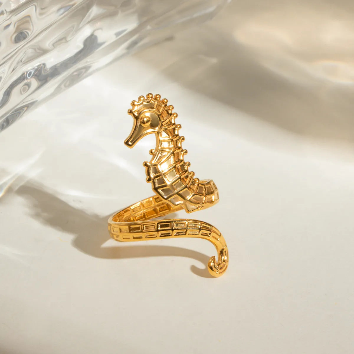 18K Gold-Plated Seahorse Wrap Adjustable Ring - alternate ring view