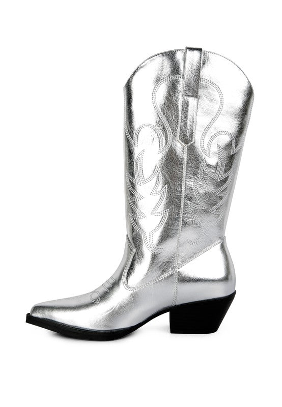 Carved Cowboy Calf Boots