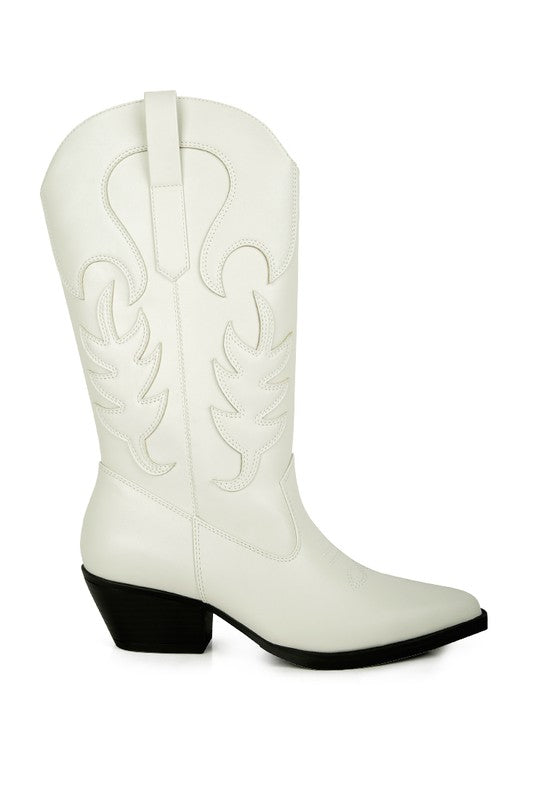 Carved Cowboy Calf Boots