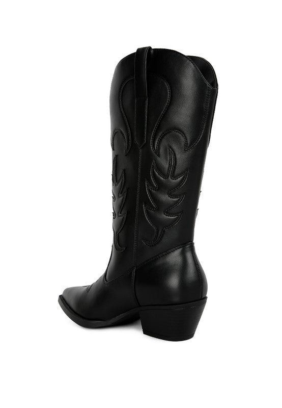 Carved Cowboy Calf Boots