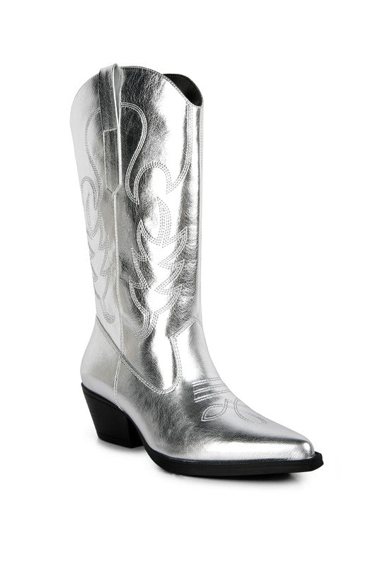 Carved Cowboy Calf Boots