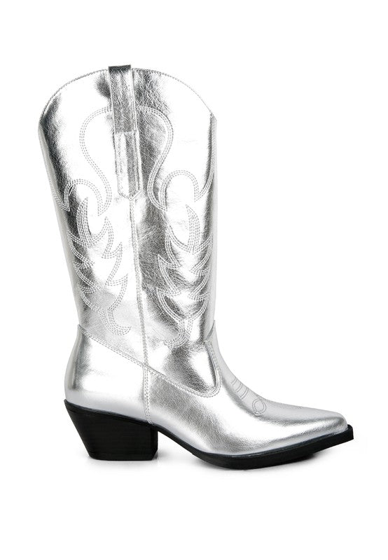 Carved Cowboy Calf Boots