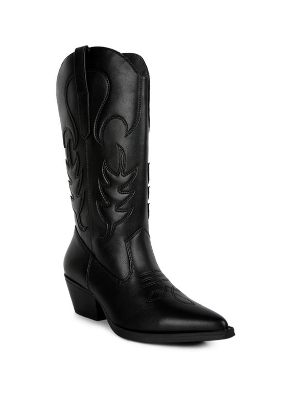 Carved Cowboy Calf Boots