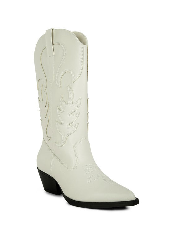 Carved Cowboy Calf Boots