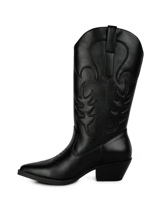 Carved Cowboy Calf Boots