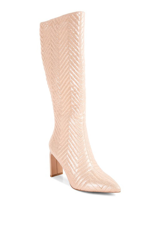 Boots expertly crafted with quilted PU outer material and a synthetic lining for style and durability. Featuring a TPR outer sole, closed toe, and Italian block heel for comfort and sophistication. The side zipper opening and lace-up detail add elegance, while the high platform offers added height. Perfect for any occasion. Heel height: 3.5 inches. Enjoy free shipping on ALL orders. Shop now!