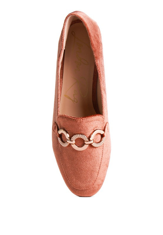 Velvet Almond Toe Buckle Flats