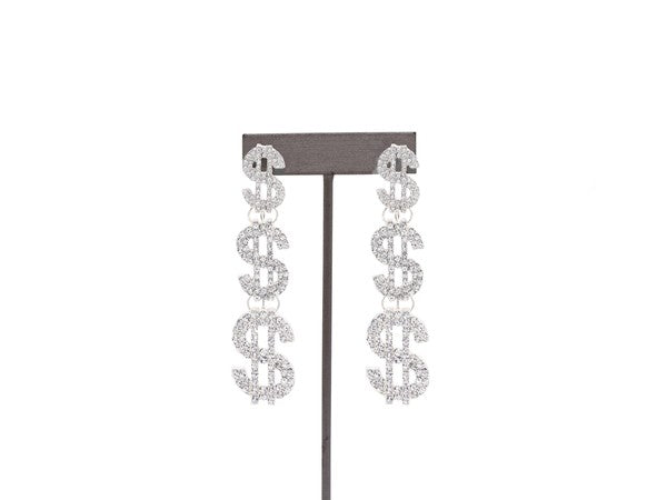 Triple Dollar Sign Drop Earrings