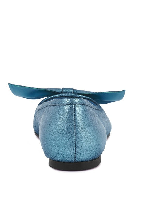 Metallic Big Bow Ballerinas