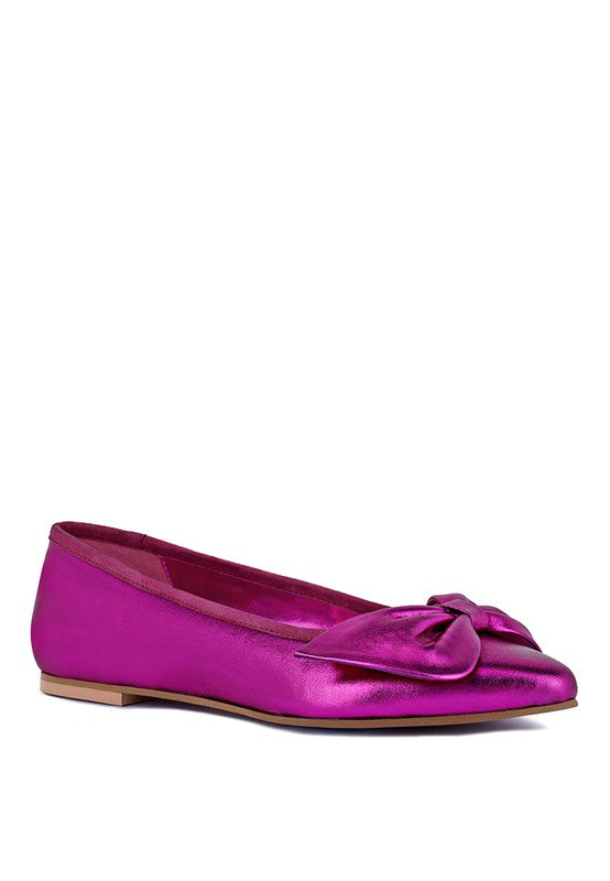 Metallic Big Bow Ballerinas