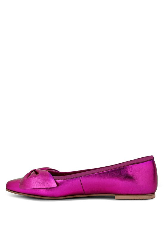 Metallic Big Bow Ballerinas