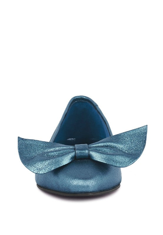 Metallic Big Bow Ballerinas