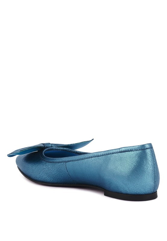 Metallic Big Bow Ballerinas