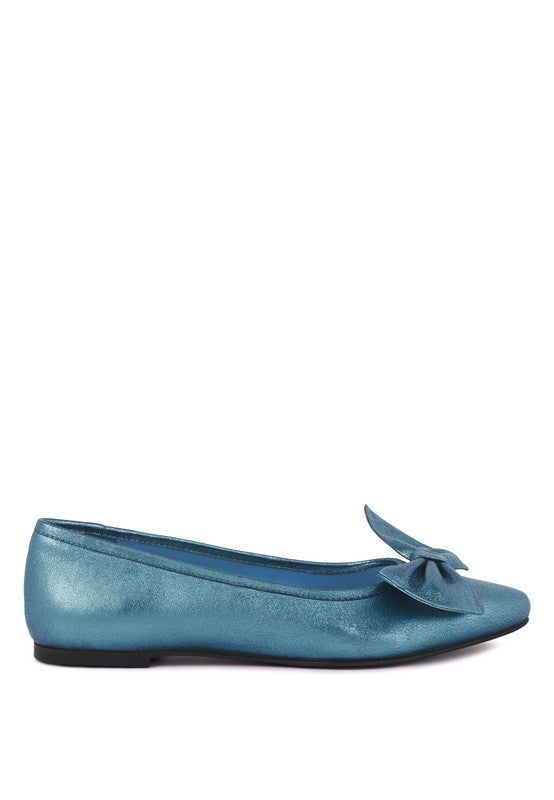 Metallic Big Bow Ballerinas