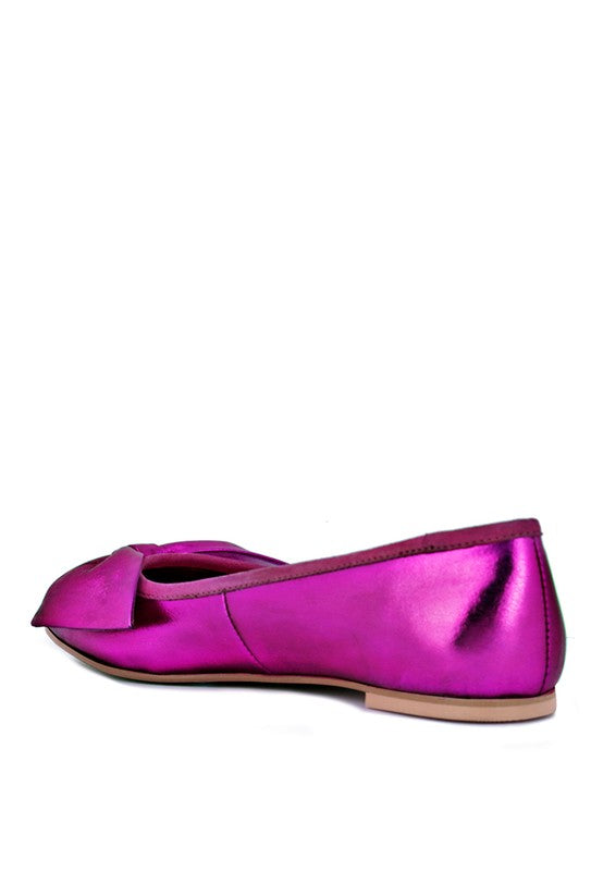 Metallic Big Bow Ballerinas