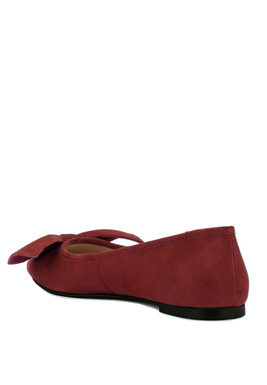 Bow Suede Ballerina Flats