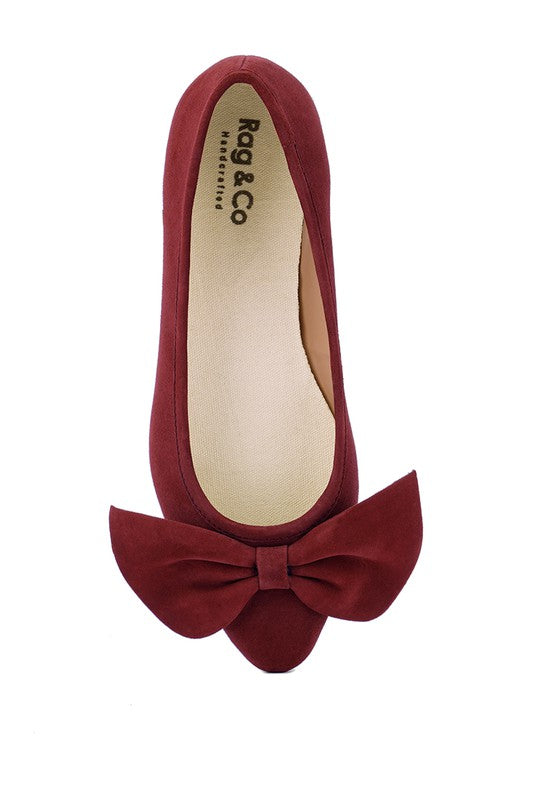 Bow Suede Ballerina Flats