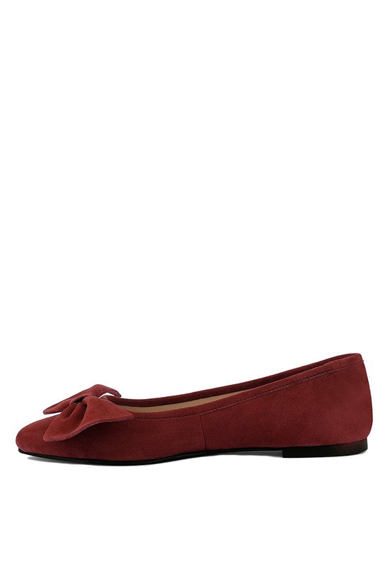 Bow Suede Ballerina Flats