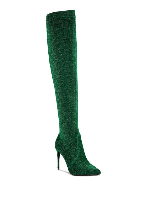 Expertly crafted with knit textile outer material and a polyurethane lining, these High Heel Knitted Boots combine style and functionality. The closed pointed toe and stretchability ensure a comfortable fit, while the side zipper opening provides easy wear. Elevate your wardrobe with these over-the-knee boots.

Heel Height: 4 Inches
Width: Narrow

Enjoy free shipping on all orders. Shop now!