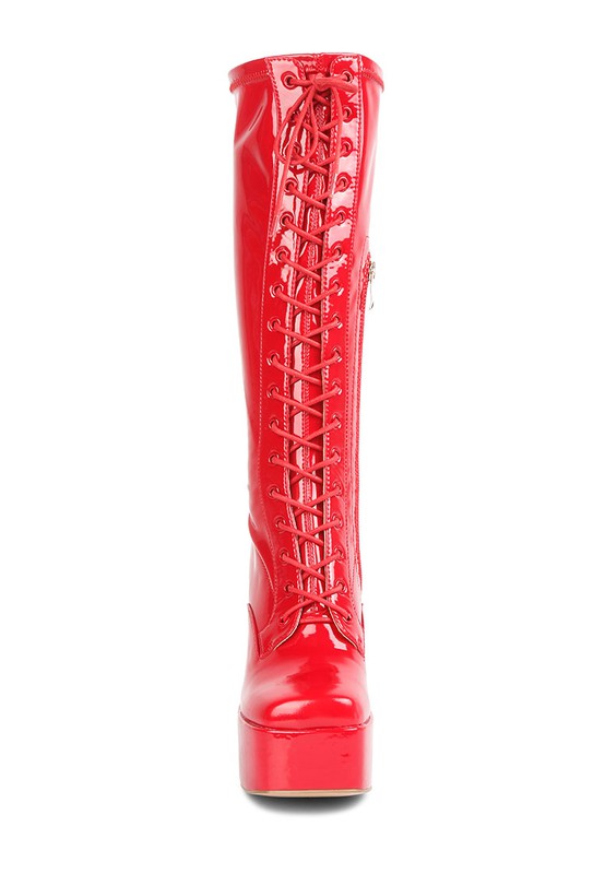 Patent Platform Calf Boots