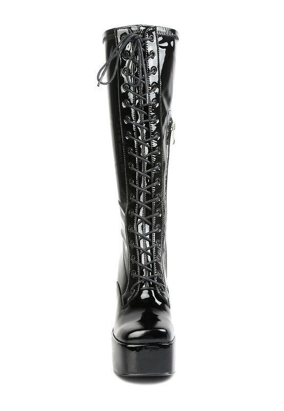 Patent Platform Calf Boots