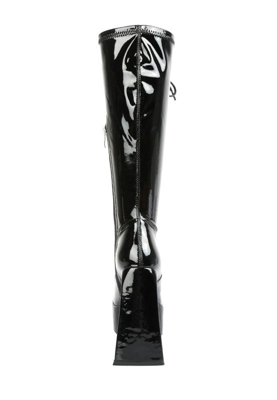 Patent Platform Calf Boots