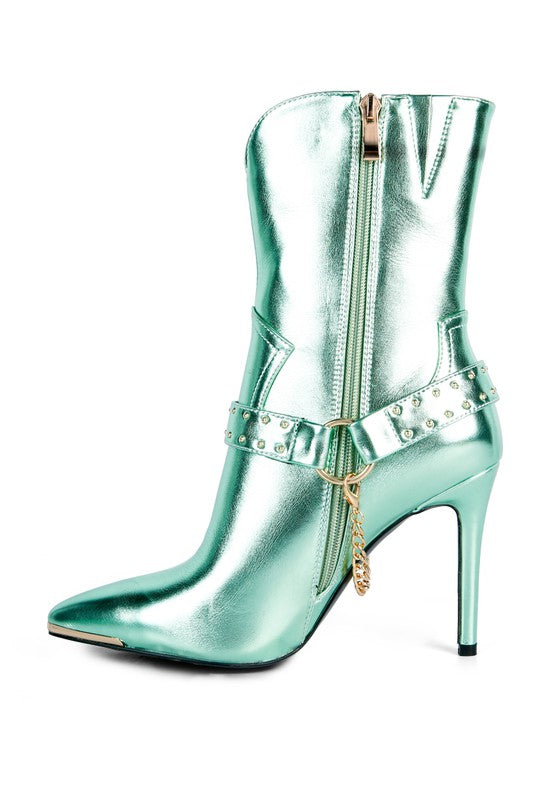 Metallic Chain Accent Booties